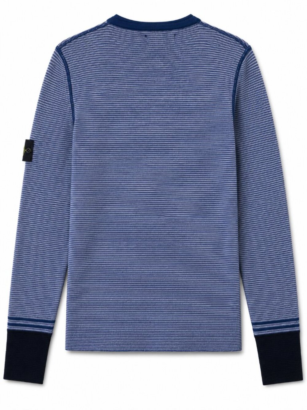 Stone Island Blue Striped Knit Crewneck Sweater Badge Size M Italy - Picture 2 of 8
